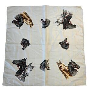 Vintage Masharn Freres Ltd‎ Equestrian Horse Graphic Square Scarf